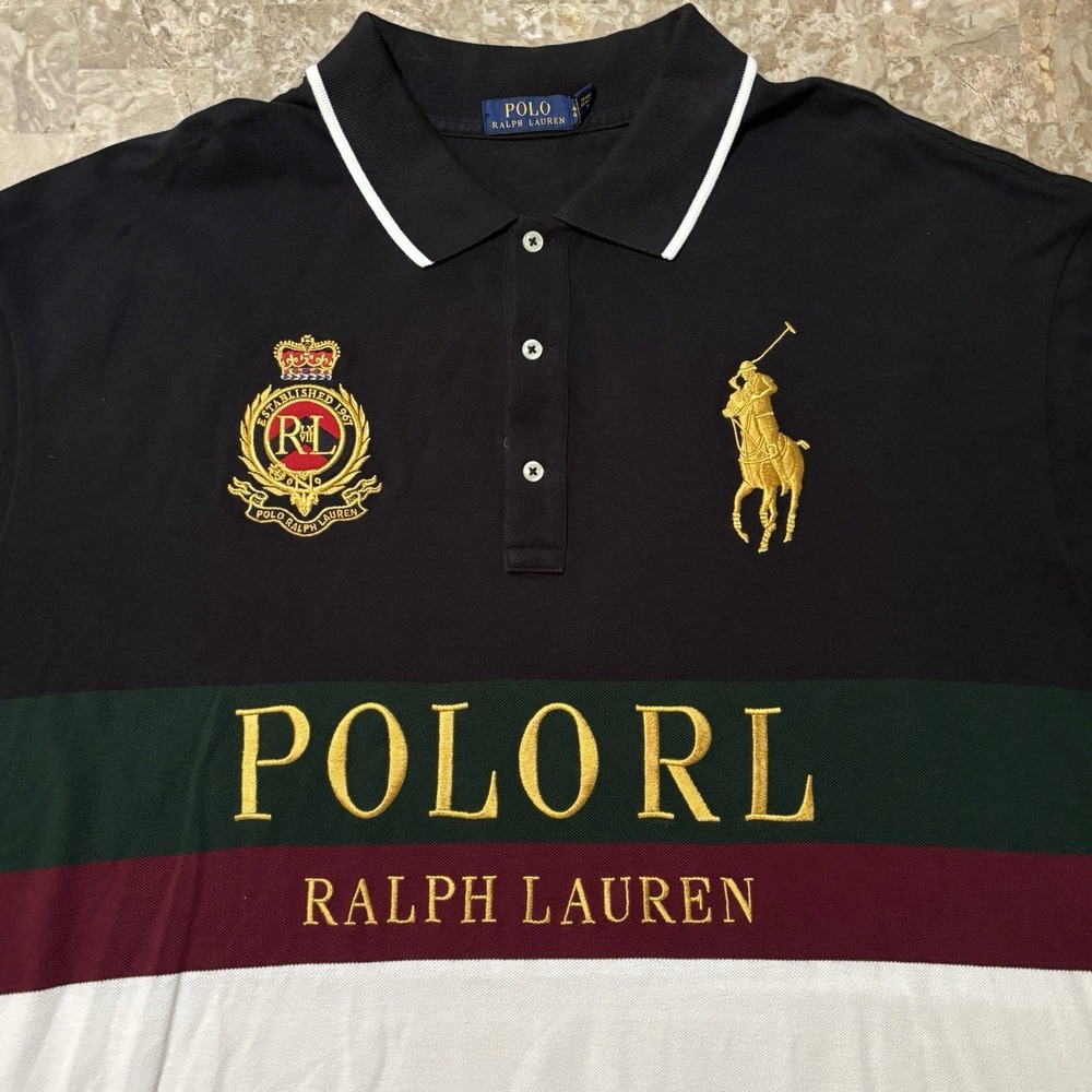 Polo Ralph Lauren Shirt Mens 4XB Big 4X Colorblock Big Pony Crest Pique Mesh